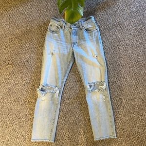 Levi’s 501 cropped distressed jeans